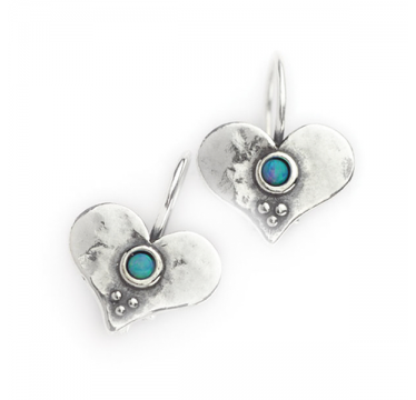 Heart Earrings with Opal Stones
